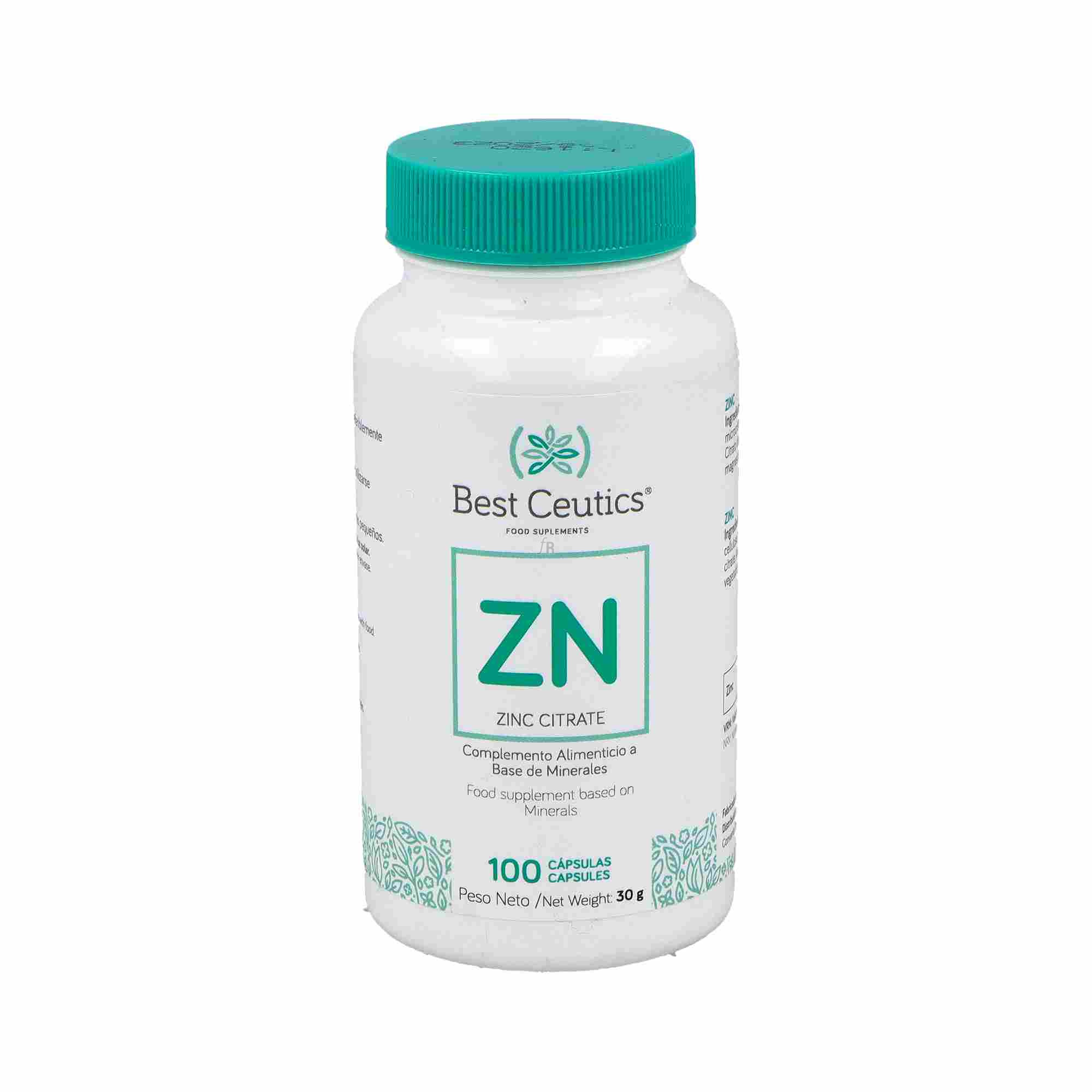 Best Zinc Citrato 30 Mg. BestCeutics 100 Cápsulas 