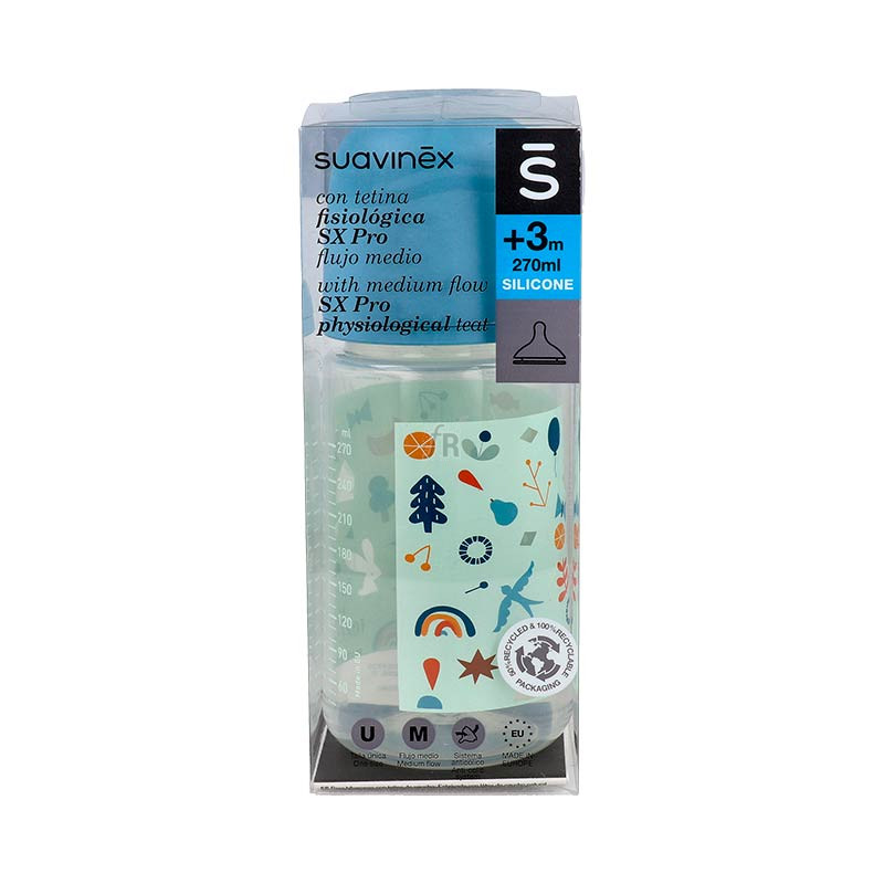 Biberon Tetina Silicona Fisiologica Suavinex Flujo M 270 Ml