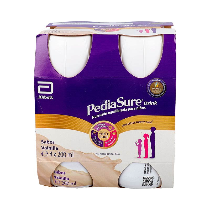 Pediasure Drink 4 Botellas 200 Ml Sabor Vainilla