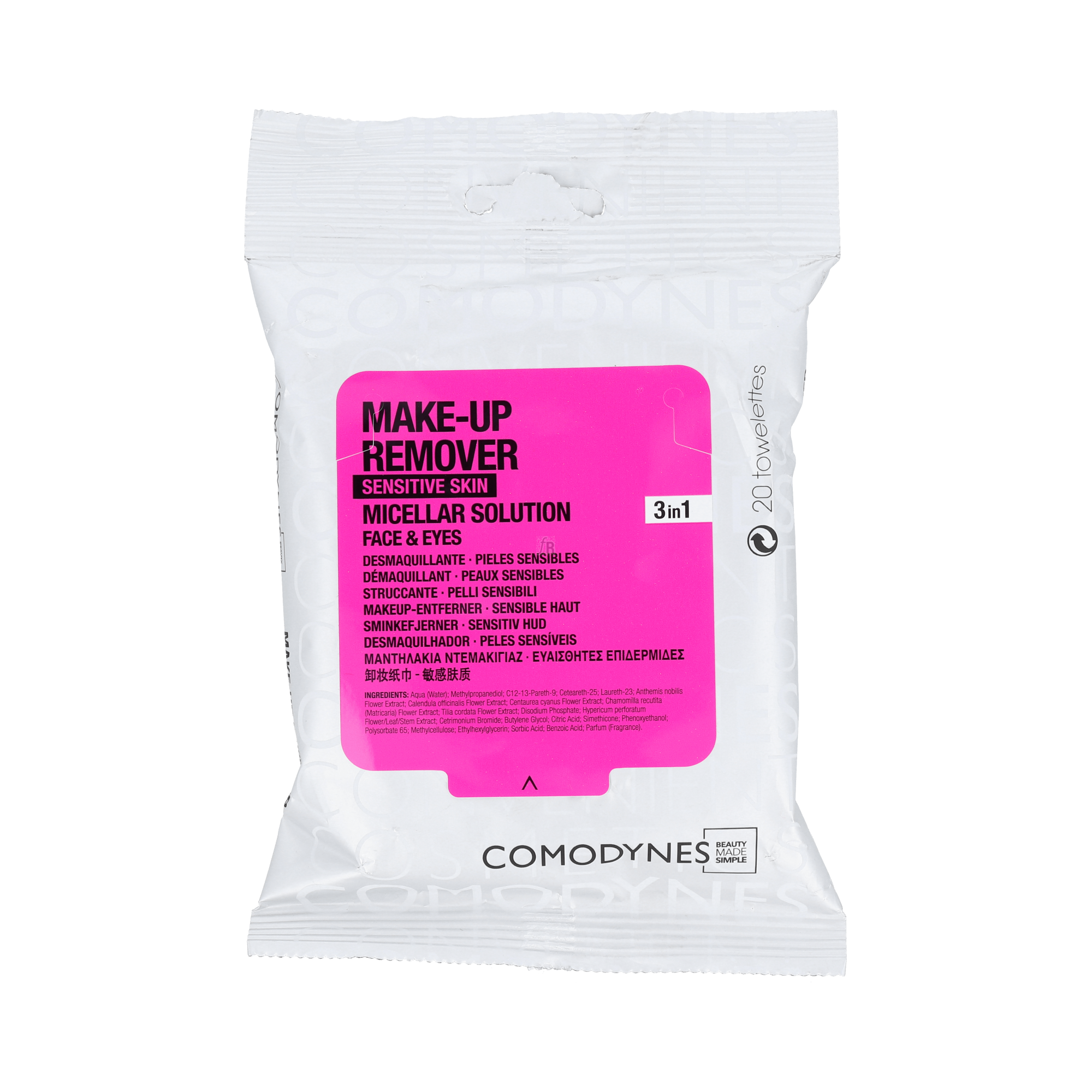 Comodynes Micelar Clean Face Sensitive Skin Eyes 20 Toallitas