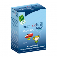 Cien por Cien Natural Aceite De Krill Niños 60 Perlas 