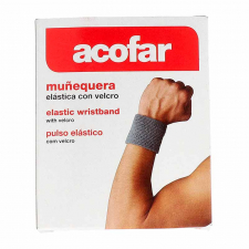Muñequera Acofar Elastica Velcro Talla Grande Blanca