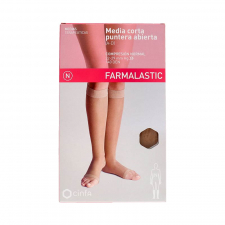 Media Corta (A-D) Compresion Normal Farmalastic Punta Abierta 2 Unidades Talla Grande Color Camel
